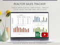 Realtor Sales Tracker Spreadsheet, Google Sheets Template, Track your realtor's revenue and units sold in one easy report.